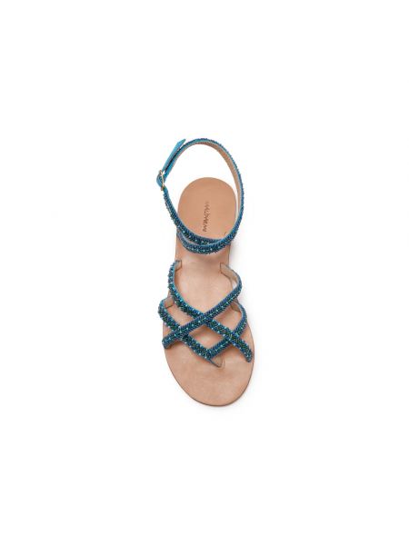 Sandalias con perlas de cuero Maliparmi azul