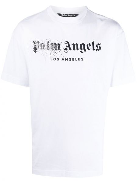 T-shirt con cristalli Palm Angels bianco