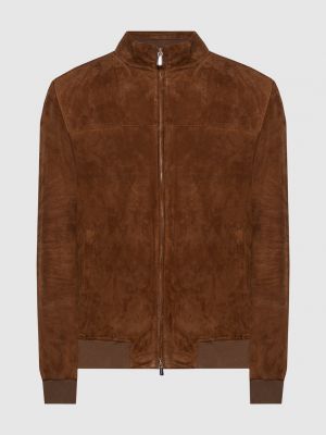 Замшевая кожаная куртка Enrico Mandelli коричневая