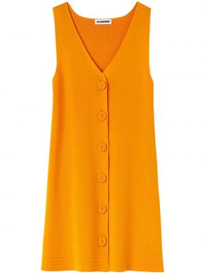 Dzianinowa sukienka z dekoltem w serek Jil Sander żółta
