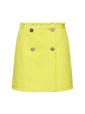 Jupe courte en coton en tweed Versace jaune
