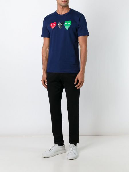 T-krekls ar apdruku ar sirsniņām Comme Des Garçons Play zils