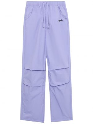 Плисирани памучни прав панталон Izzue виолетово