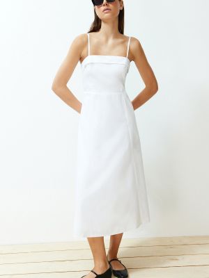 Плетена памучна миди рокля Trendyol бяло