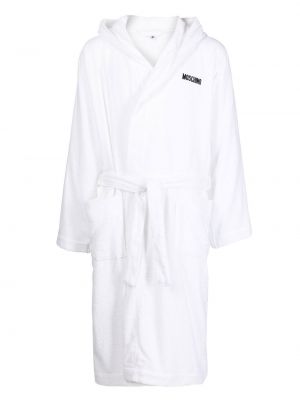Памучен халат Moschino бяло