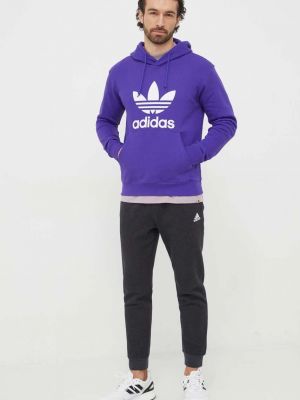 Hanorac cu glugă din bumbac din bumbac Adidas Originals violet