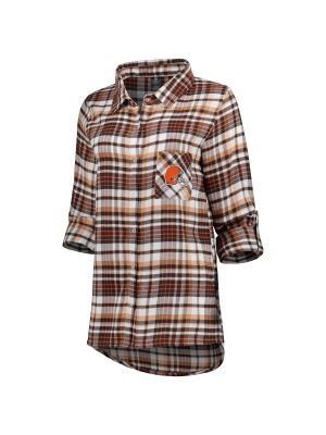 Спортивная ночная рубашка на пуговицах с длинным рукавом Unbranded оранжевая