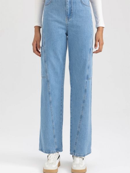 Прямые джинсы с высокой талией Defacto синие