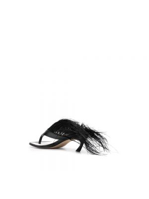 Calzado de cuero de plumas Lanvin negro