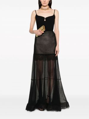 Krajkové průsvitné dlouhá sukně Gemy Maalouf černé