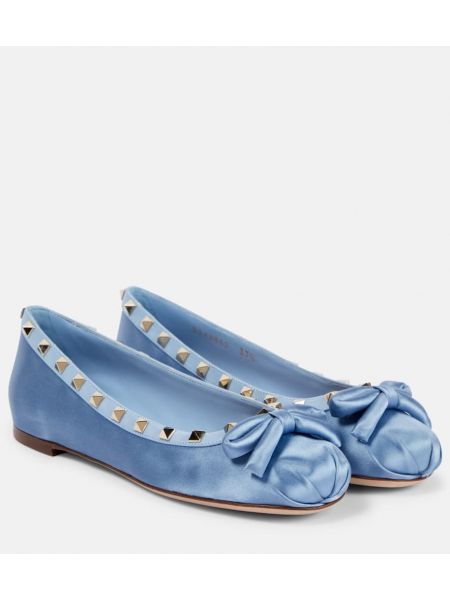 Szatén balerina cipők Valentino Garavani kék