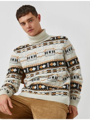 Žakarda džemperis ar augstu apkakli Koton pelēks