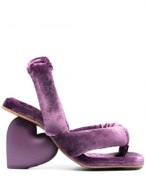 Žametne sandali iz rebrastega žameta s peto Yume Yume vijolična