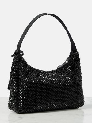 Σατέν τσάντα shopper με πετραδάκια Prada μαύρο