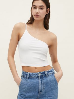 Stradivarius Top Asimetric  Xl - alb