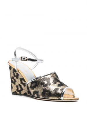 Sandale mit keilabsatz mit print mit leopardenmuster La Doublej gold