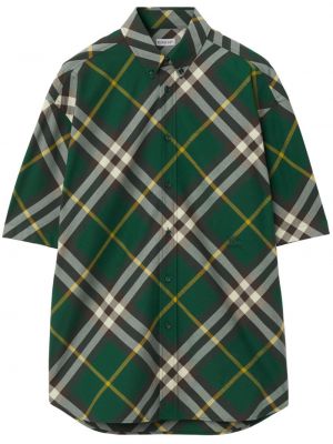 Kockovaná košeľa s výšivkou Burberry zelená
