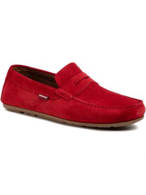 Pantofi loafer din piele de căprioară Tommy Hilfiger roșu