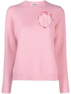 Vilnas džemperis ar ziediem Jil Sander rozā