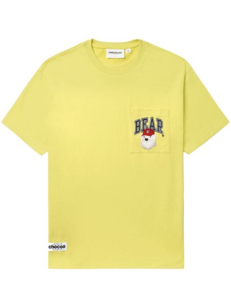 Kokvilnas t-krekls ar apdruku Chocoolate dzeltens