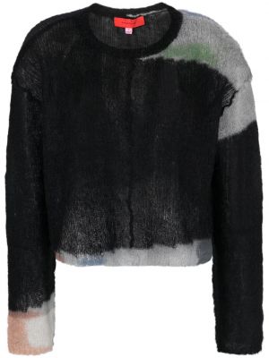 Hanorac tricotate cu decolteu rotund Eckhaus Latta negru
