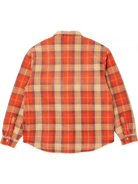 Фланелевая стеганая рубашка Supreme оранжевая