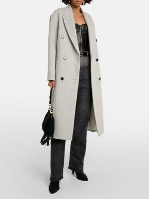 Vlněný kabát Isabel Marant šedý