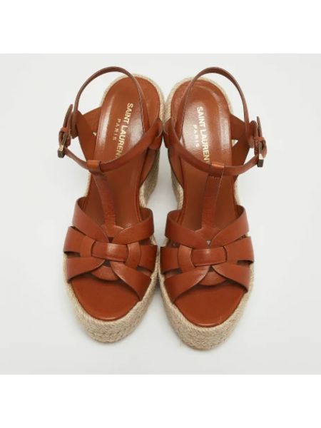 Sandalias de cuero retro Yves Saint Laurent Vintage marrón