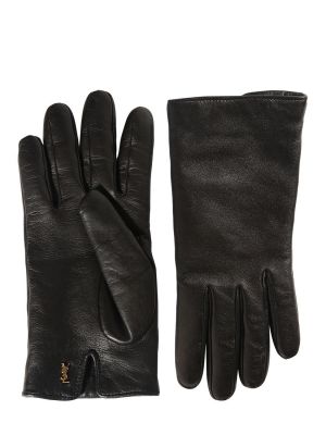 Kašmírové kožené rukavice Saint Laurent čierna