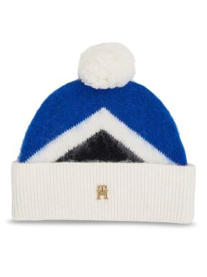 Dzianinowa czapka z wzorem argyle Tommy Hilfiger niebieska