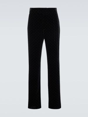 Pantaloni cu picior drept de catifea din jacard Giorgio Armani negru