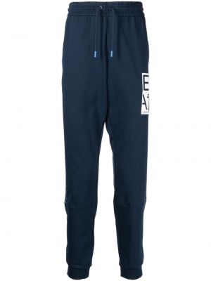 Памучни спортни панталони с принт Ea7 Emporio Armani синьо