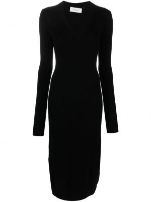 Плетена миди рокля с v-образно деколте Sportmax черно