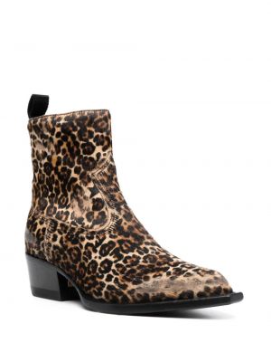 Leopardí kotníkové boty s oděrkami s potiskem Golden Goose