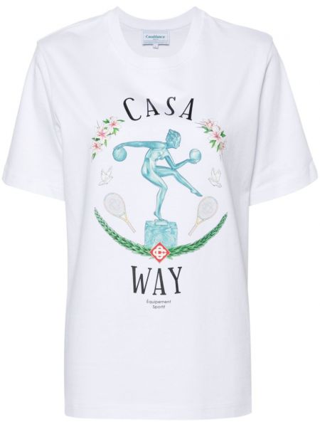 Βαμβακερή μπλούζα με σχέδιο Casablanca λευκό