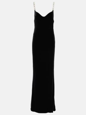 Czarna aksamitna sukienka długa Galvan