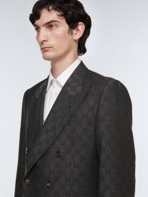Žakárový vlnený oblek Gucci sivá