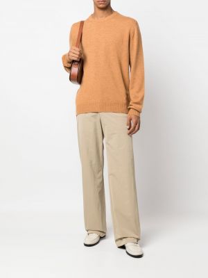 Sweter z kaszmiru z okrągłym dekoltem Barrie brązowy
