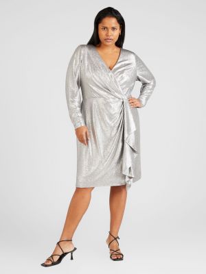 Коктейлна рокля Lauren Ralph Lauren Plus сиво