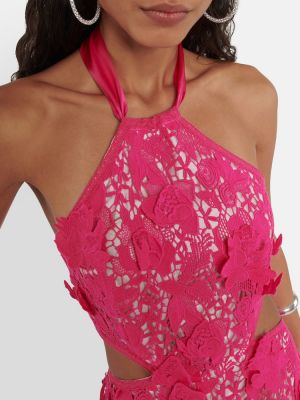 Midi haljina s čipkom Loveshackfancy ružičasta