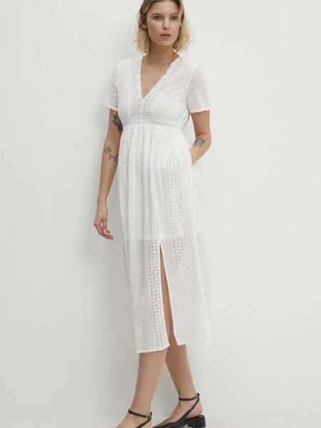 Sukienka midi bawełniana Answear Lab biała