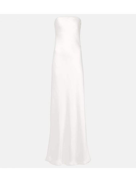Bílé saténové dlouhé šaty Norma Kamali