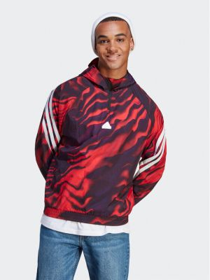 Hanorac cu glugă cu imagine cu croială lejeră Adidas roșu