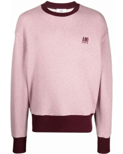 Sweatshirt med broderi Ami Paris rosa