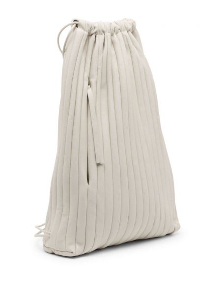 Leder rucksack mit plisseefalten Marsèll grau