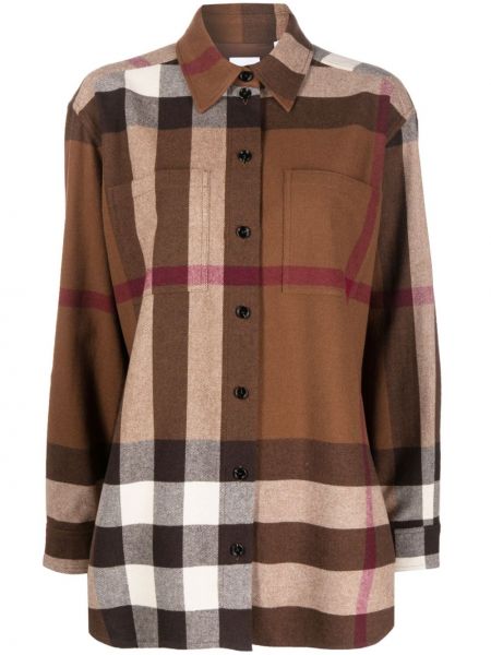 Camicia di lana a quadri Burberry marrone