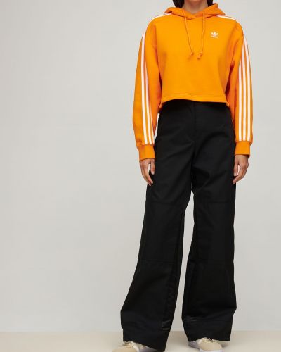 Hanorac cu glugă din bumbac Adidas Originals portocaliu