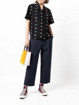 Camisa con bordado de flores Ymc negro
