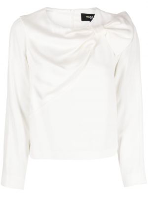 Tričko s mašlí na zip Paule Ka bílé