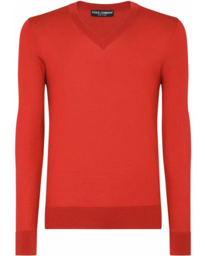 Jersey de punto con escote v de tela jersey Dolce & Gabbana rojo